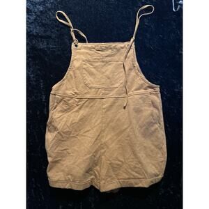 Cider Yellow Cotton Blend Short Overalls Medium — Cottagecore Retro Cute